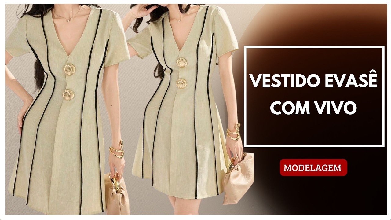 Vestido evasê com vivo - modelagem