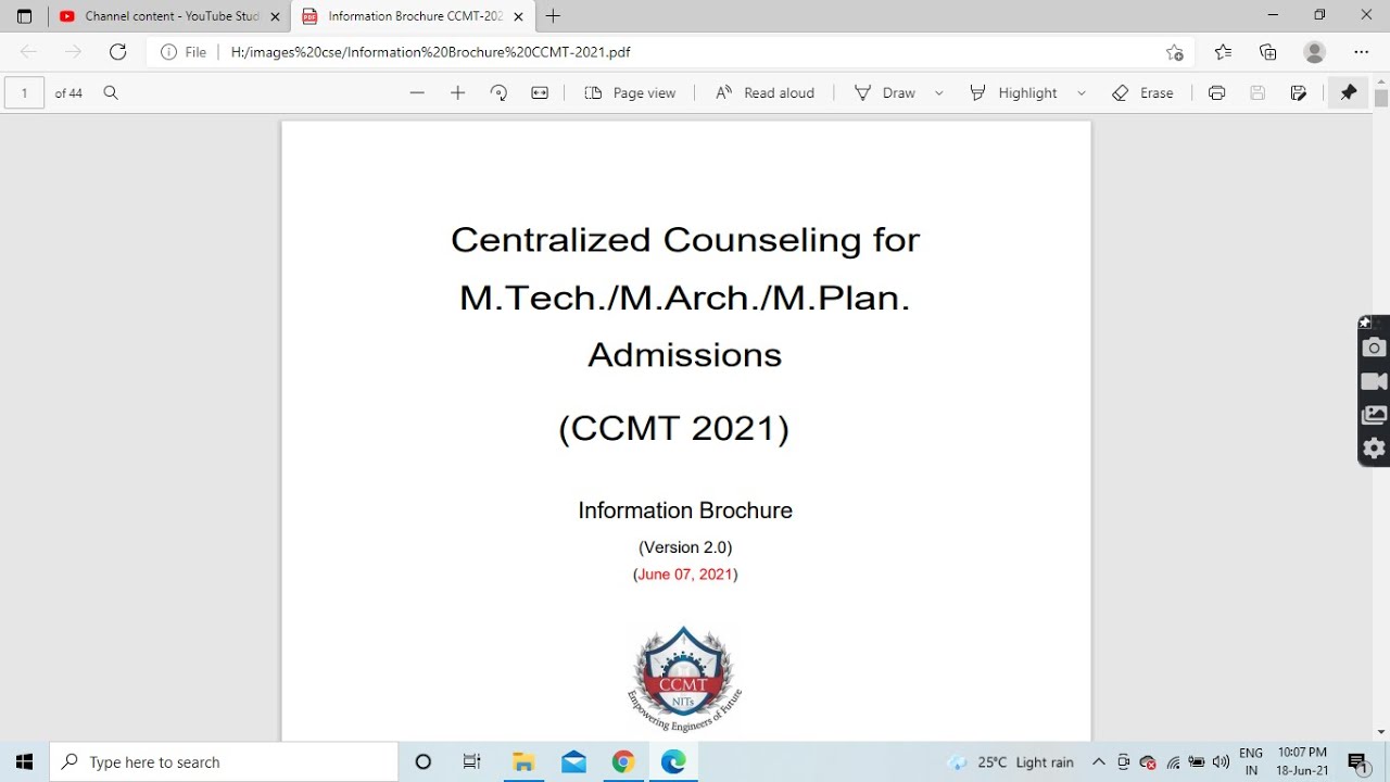 CCMT 2021 Information Brochure Explained.