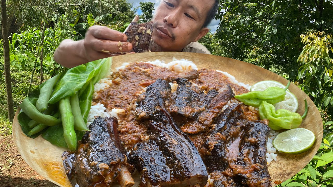 Smoked pork ribs cook with Axone // cook and eat Mukbang