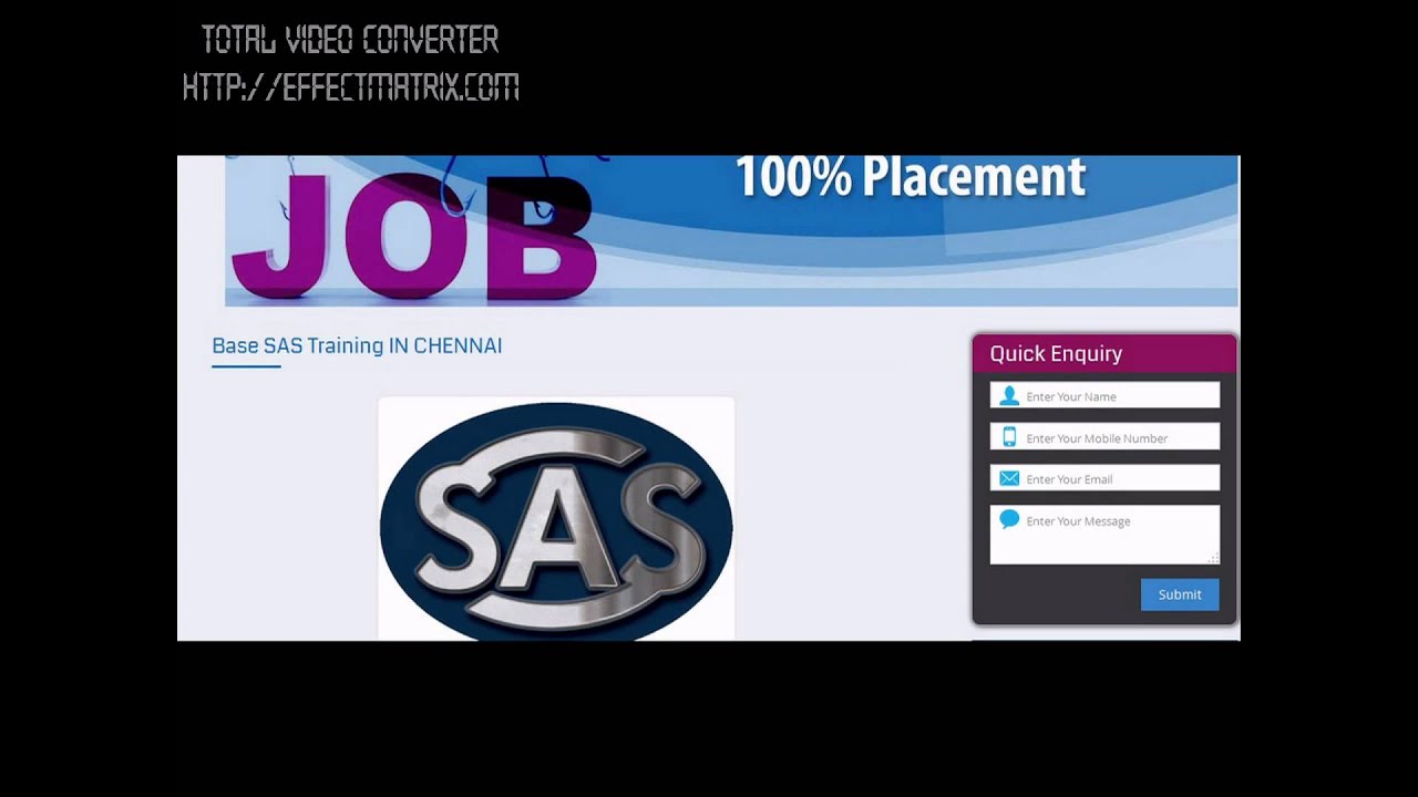 SAS Training Institutes In Chennai With Placement