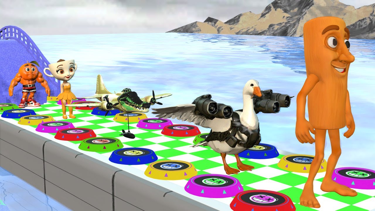 Long Slide Game With Cow Elephant Gorilla Hippopotamus Tiger 3d Animal Game Funny 3d Animals