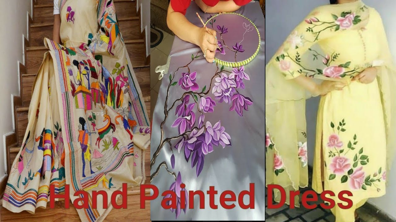 2020 ke Hand Painted Dress Ke Design/ Fabric painted Dress For Women/Hand Painting Design.