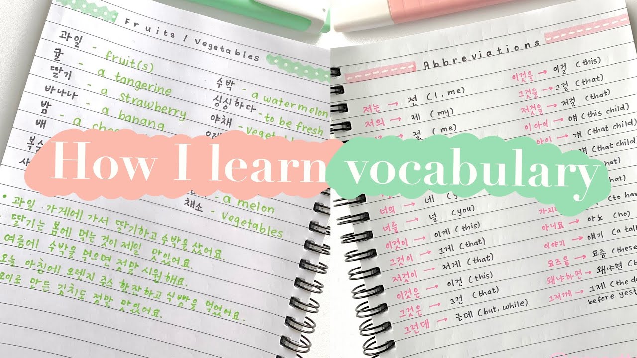 How I learn and remember vocabulary , korean notes flip through