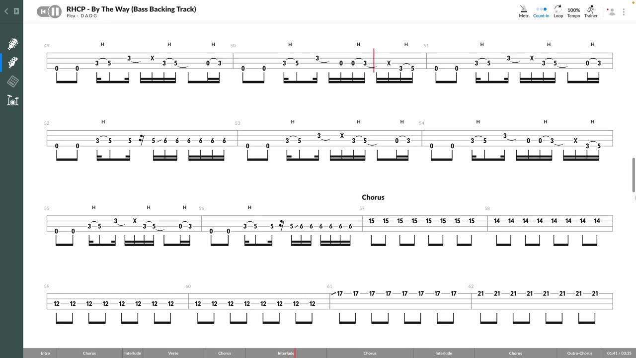 Red Hot Chili Peppers - By The Way (OFFICIAL BASS BACKING TRACK TAB PLAY ALONG)