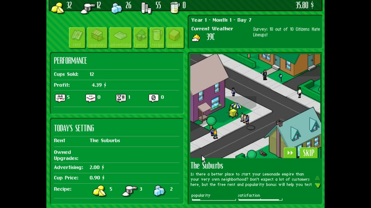 Lemonade Tycoon PC Gameplay (Windows 98 - PCem v17)