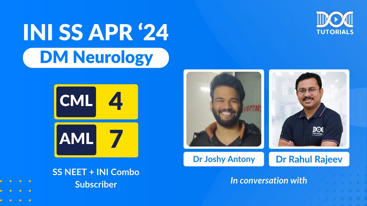 Dr J Antony INI SS DM Neurology Exam 2024 Rank 4 Success Story with Dr Rahul Rajeev | DocTutorials