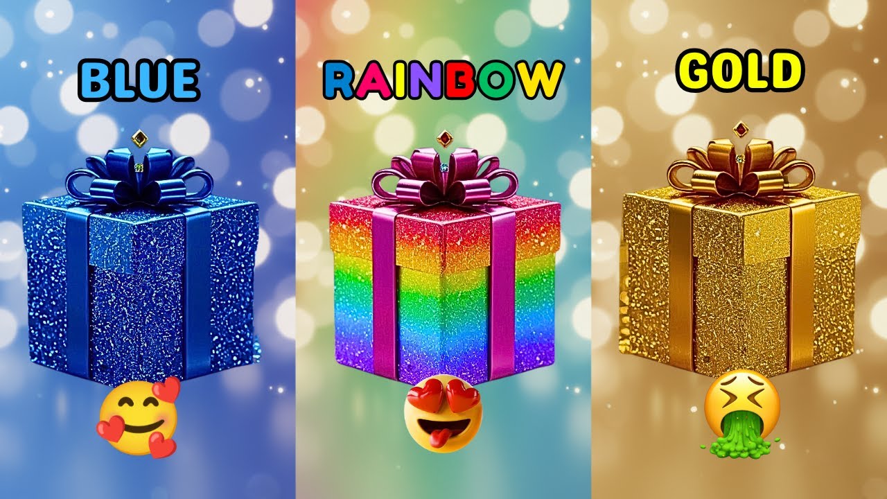 Choose Your Gift: Rainbow 🌈, Gold ✨ or Blue 💙? | Ultimate Mystery 3 Gift Box Challenge!
