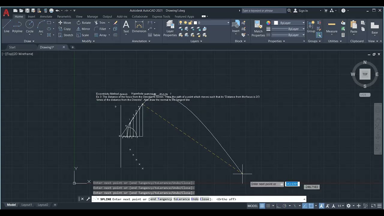HYPERBOLA AUTO CAD DRAWING