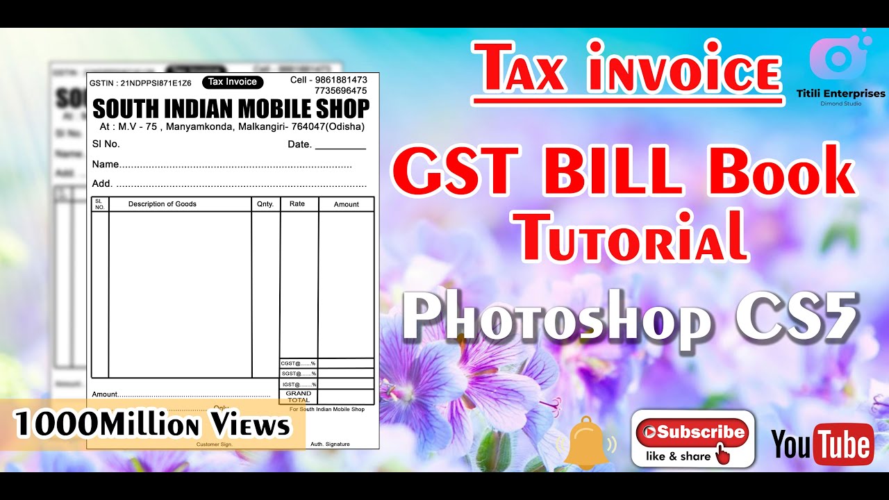 GST Bill Book Tutorial | Gst Bill book kese banaye Adobe photoshop main |How to Gst bill 