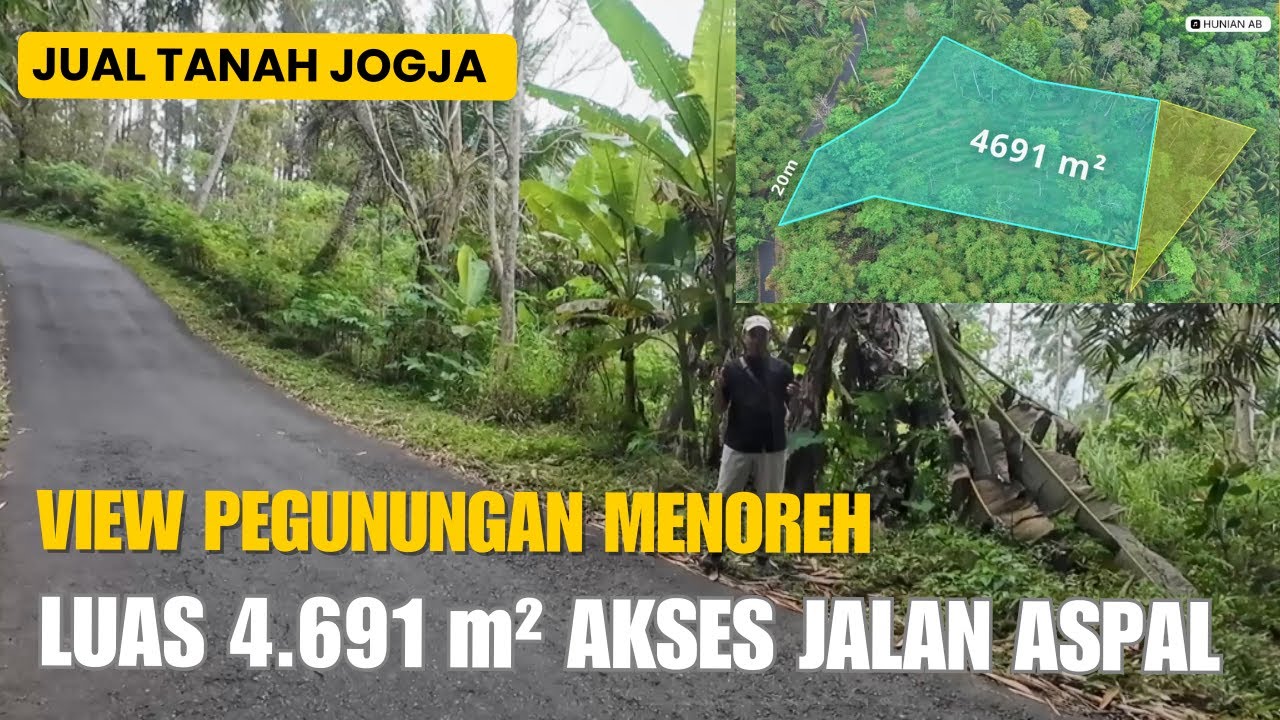EPS 545 JUAL TANAH JOGJA VIEW PEGUNUNGAN MENOREH LUAS 4.691 m² AKSES SUNGAI UDARA SEJUK DEKAT PASAR