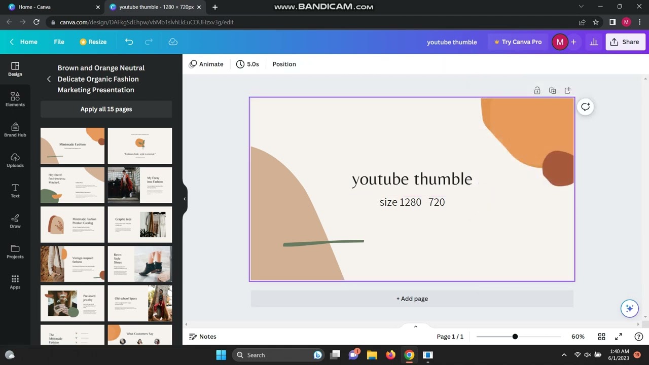 how to use canva . youtube thumble size and editing