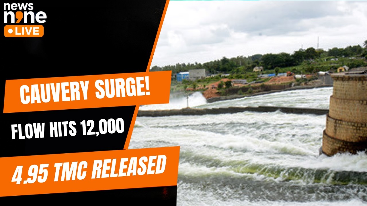 Cauvery Water Flow Surges to 12,000 Cusecs at Hogenakkal | Karnataka Releases Water to TN | News9