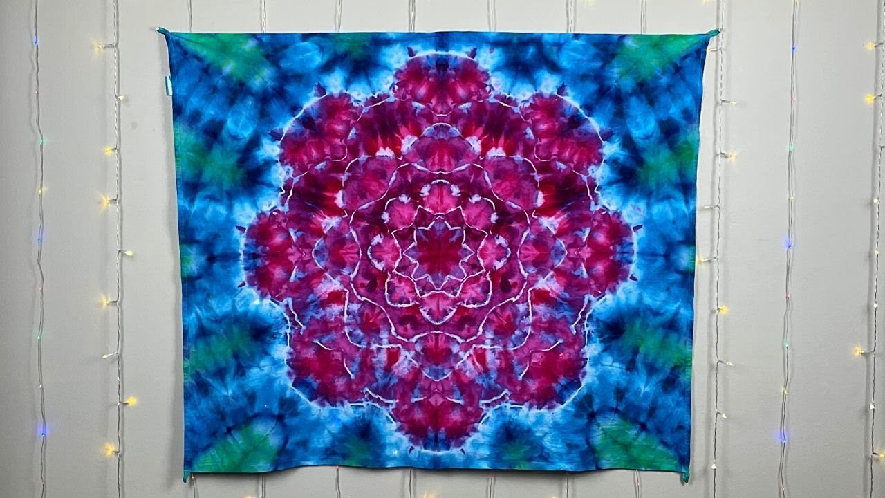 How to Tie Dye a Beautiful Flower Mandala Tie Dye Tapestry - Step by Step for Beginners (Snow Dye)!