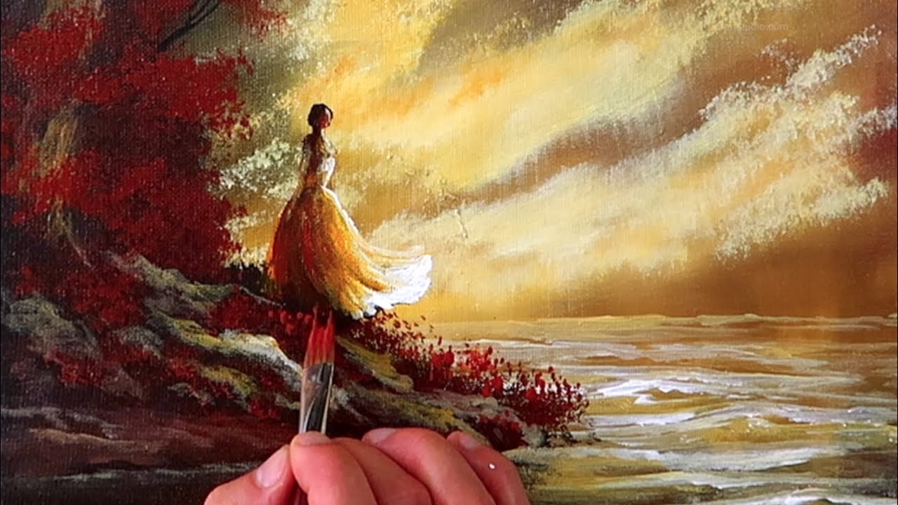 Princess by the Ocean | Fantasy Art | Step by Step Landscape Painting | Acrylics