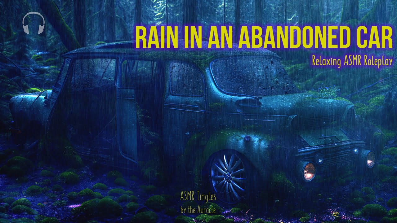 ASMR Rain in an Abandoned Car Roleplay ★ with night forest sounds For sleep & relaxation ★