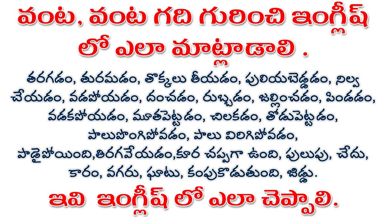 How to talk about food and kitchen in English | Spoken English Through Telugu | English lessons