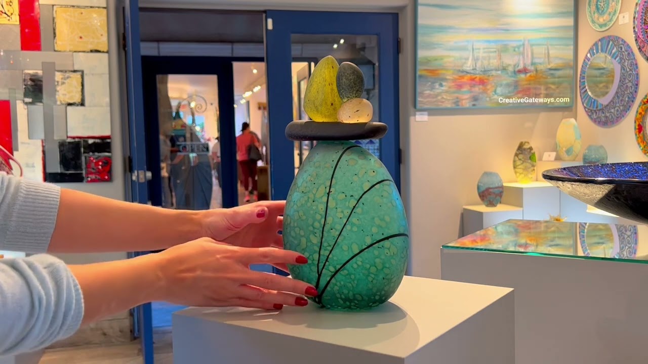 Teal Balance Cairn at Creative Gateways