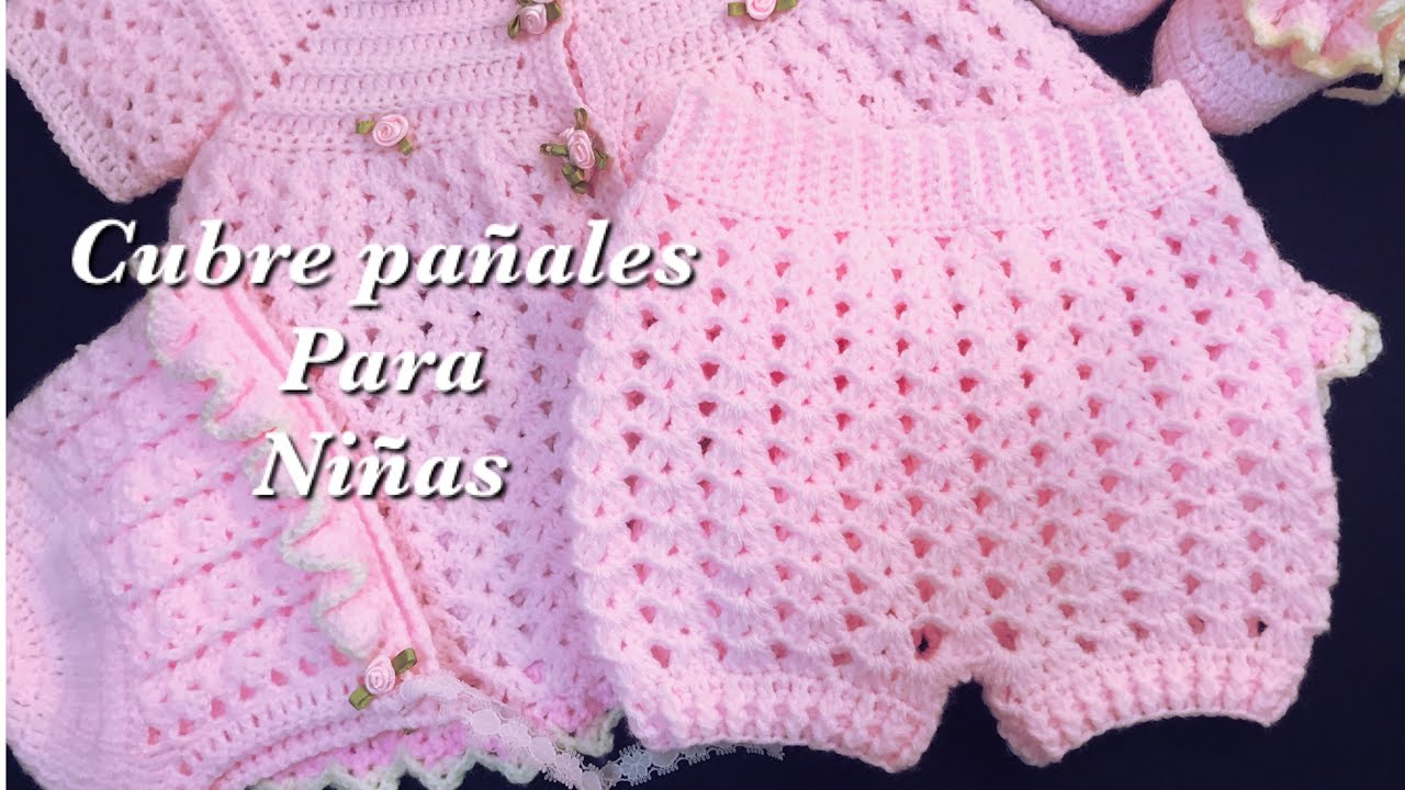Cubre pañal o Braguita a crochet a juego con vestido a crochet para niñas paso a paso