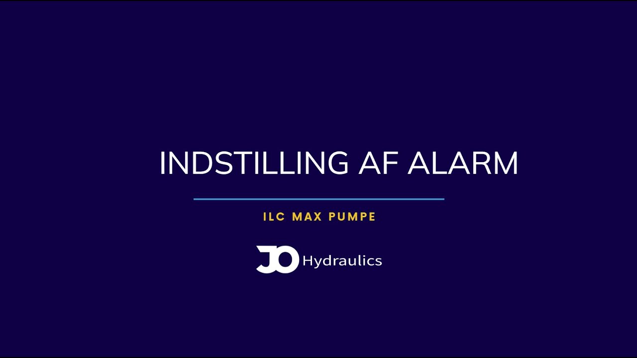 Indstil af alarm ILC MAX pumpe