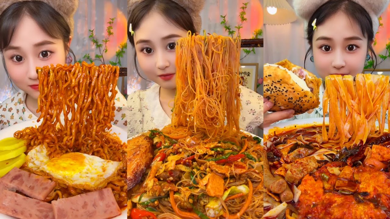 ASMR EATING SPICY AND HOT Korean Noodles 먹방 | Chinese Spicy Food ASMR 중국먹방 | ASMR Eating Video