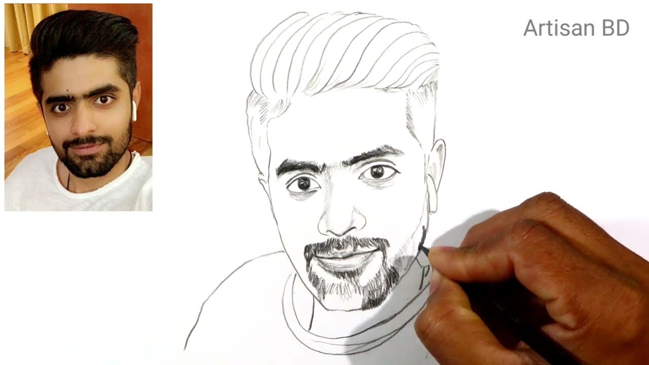 Drawing of Sketches Babar Azam | Pakistan cricket player