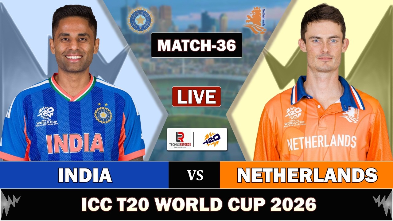 INDIA vs NETHERLANDS MATCH 36 LIVE SCORES | IND vs NED LIVE MATCH COMMENTARY | T20 WORLD CUP 2026