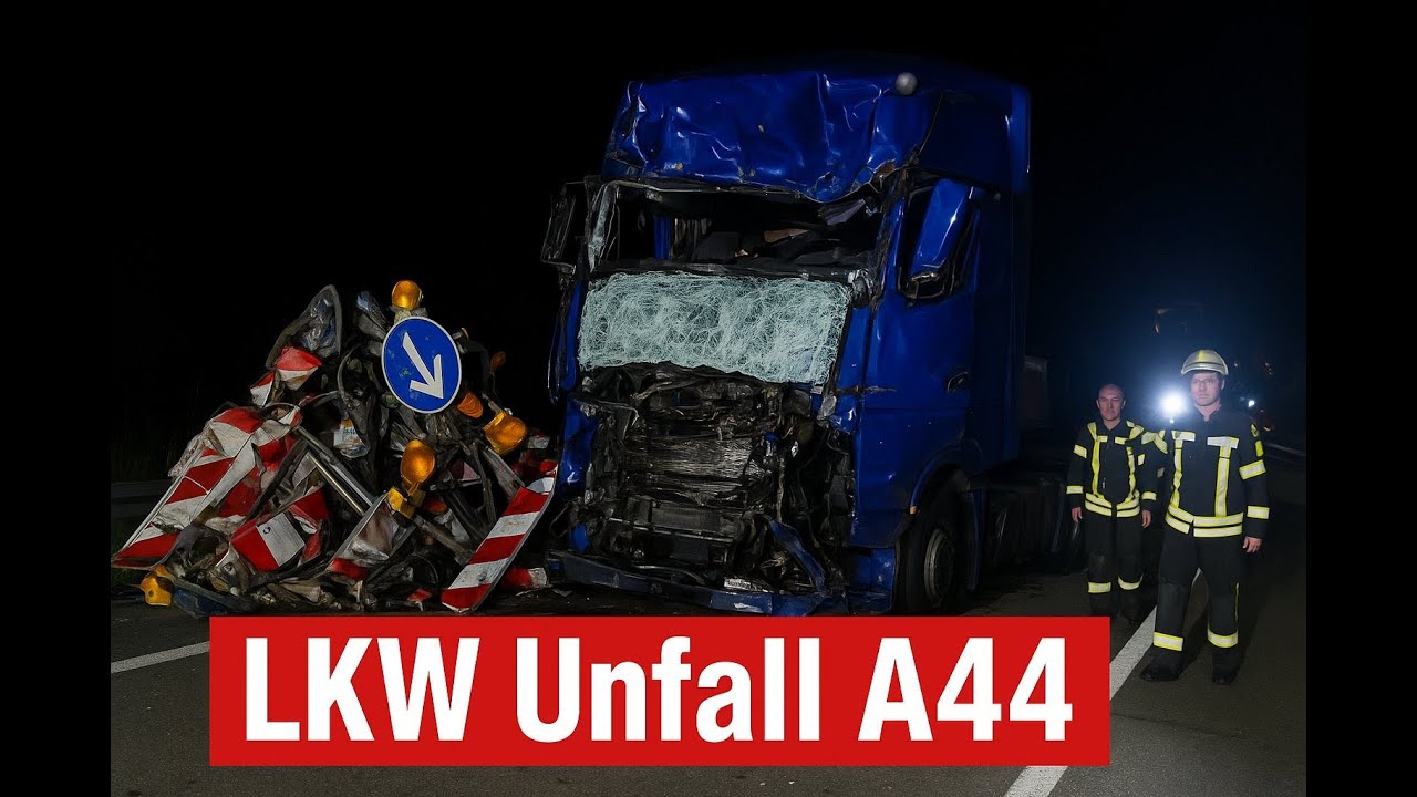 A44: LKW kracht in Sicherungsanhänger - Schwierige Rettung nahe Breuna 19.08.2025