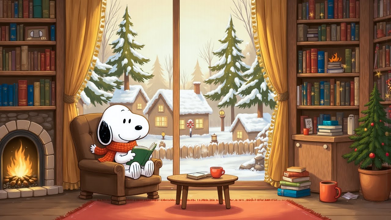 Snoopy’s Cozy Winter Day Hideout ❄️ Relaxing Lofi Fireplace 🔥 Soft Lofi Beats to Relax & Focus Study