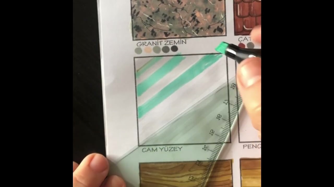 How to draw glass texture with markers/ Markerla cam y&uuml;zey &ccedil;izimi