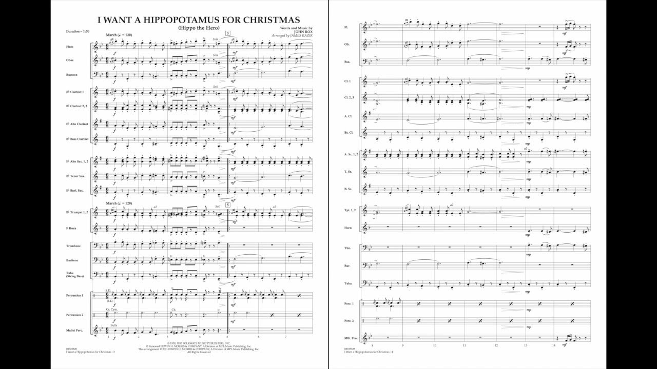 I Want a Hippopotamus for Christmas by John Rox/arr. James Kazik
