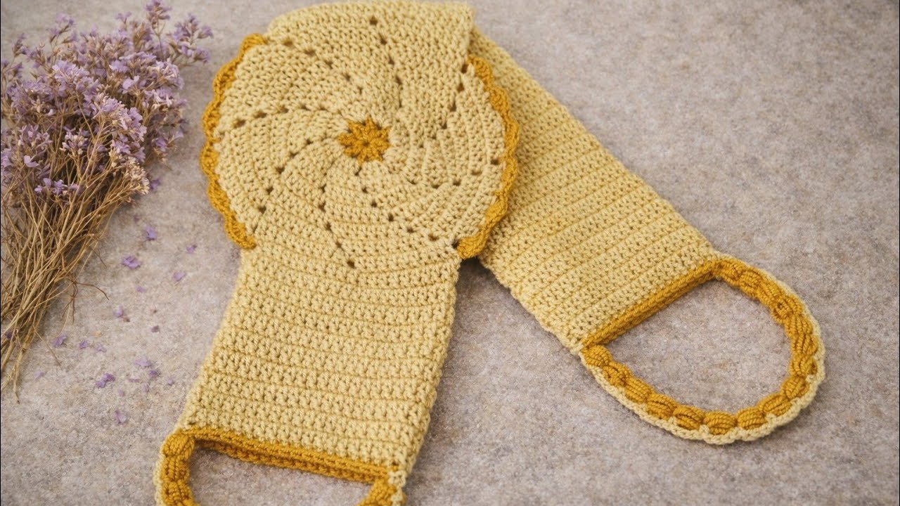 |آموزش لیف کمری پرفروش وپولساز*|🧽🧶Crochet Back Scruber