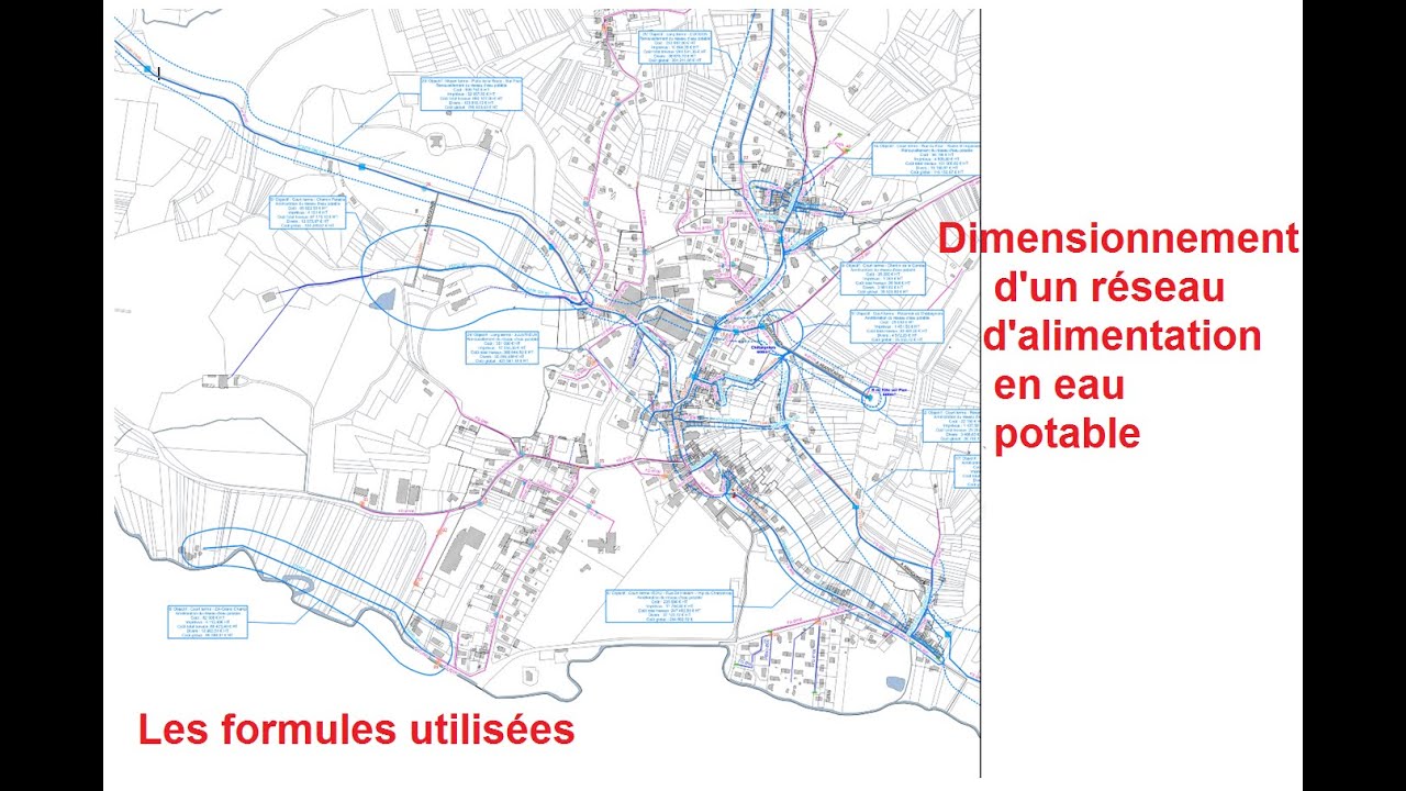 Dimensionnement d'un réseau d'AEP (les Formules utilisées)الصيغ المستخدمة في شبكة مياه الشرب