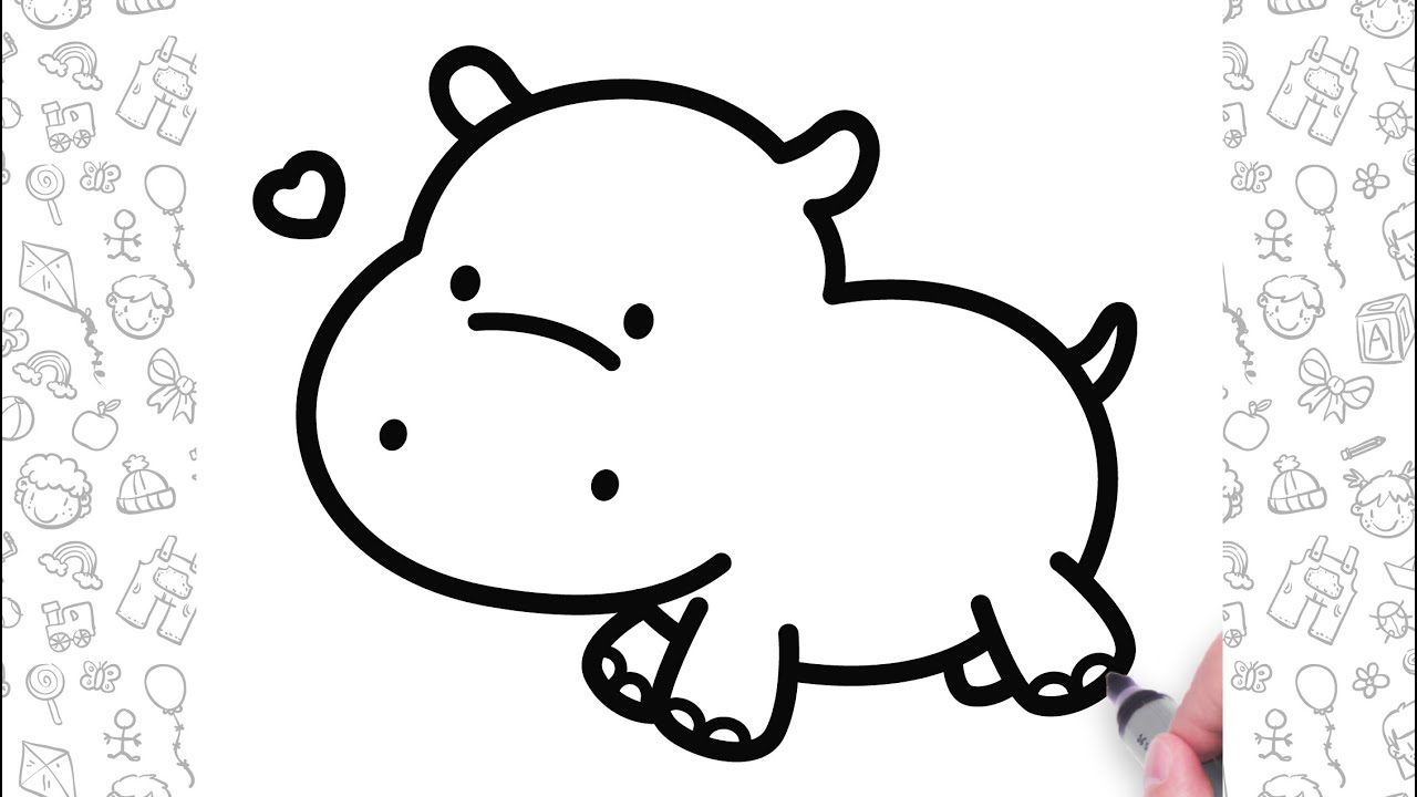 🦛💕 Cute Hippo Drawing Easy Step by Step