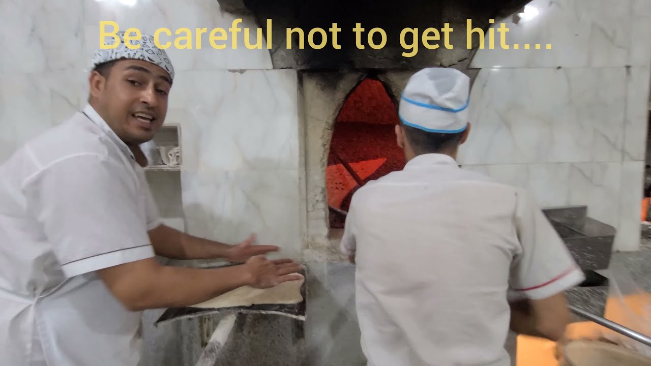 Noon Sangak bakery, Traditional persian bread 4K