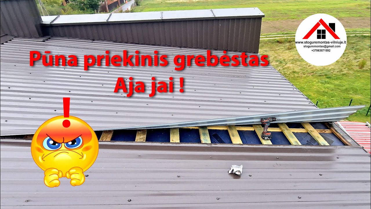 Šlampa priekinis grebėstas. Stogo patikra. Stogų remontas Dalius