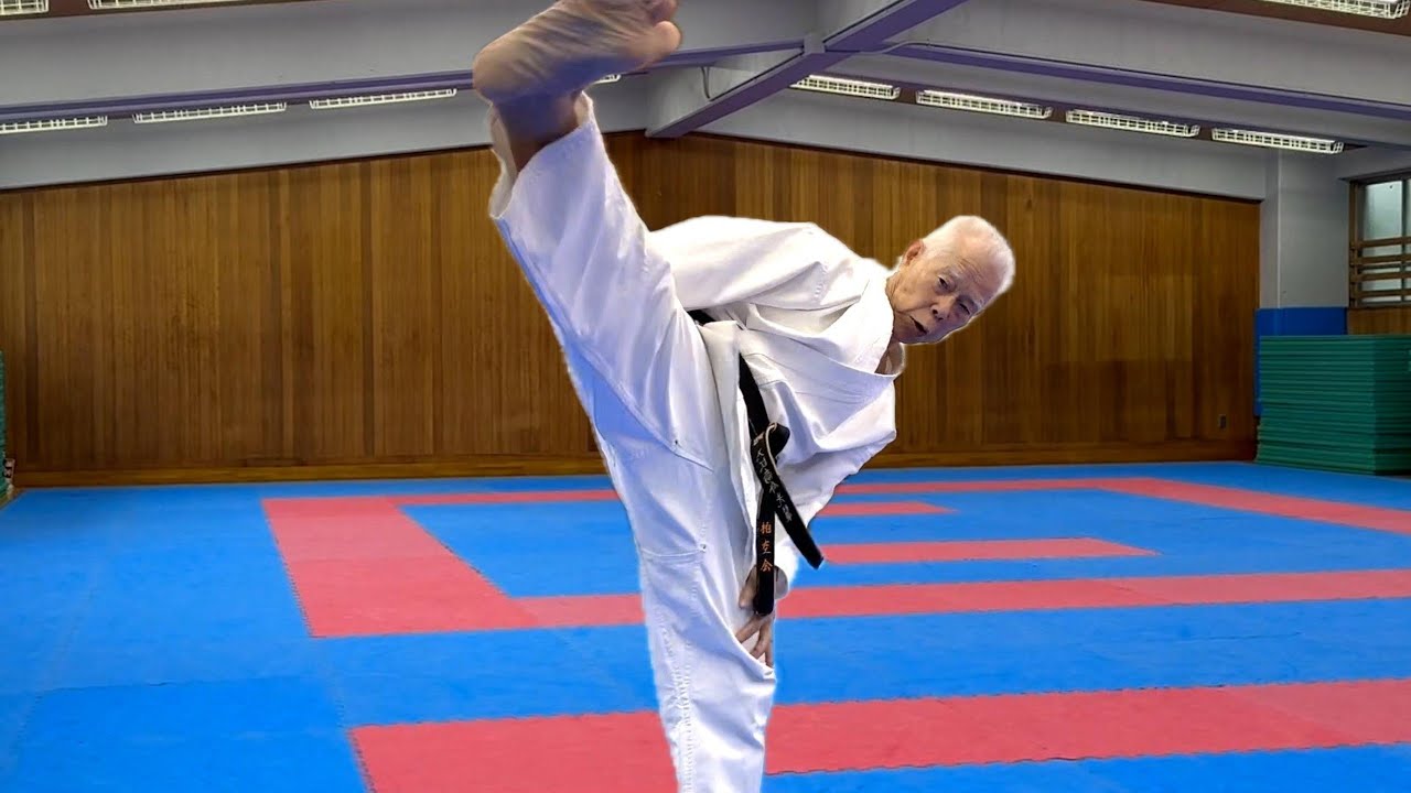 82-летний старик бьет ногой! Студенты колледжа бьют кулаками! Мы любим карате!