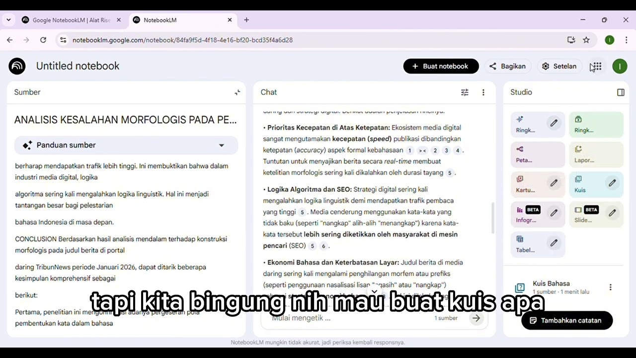 Totorial  menggunakan AI notebooklm 