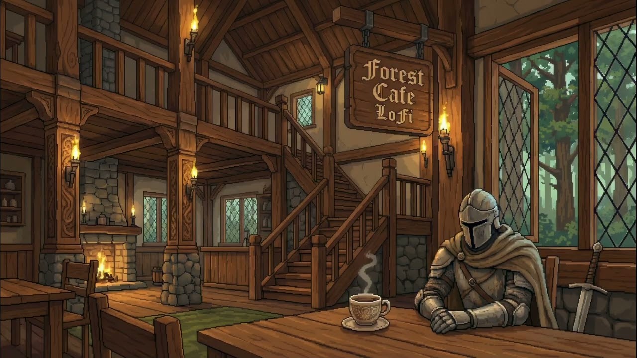 Hidden Grove Forest Pixel Café 🌲🌿 Soft Ambience | Lo-Fi for Study Time