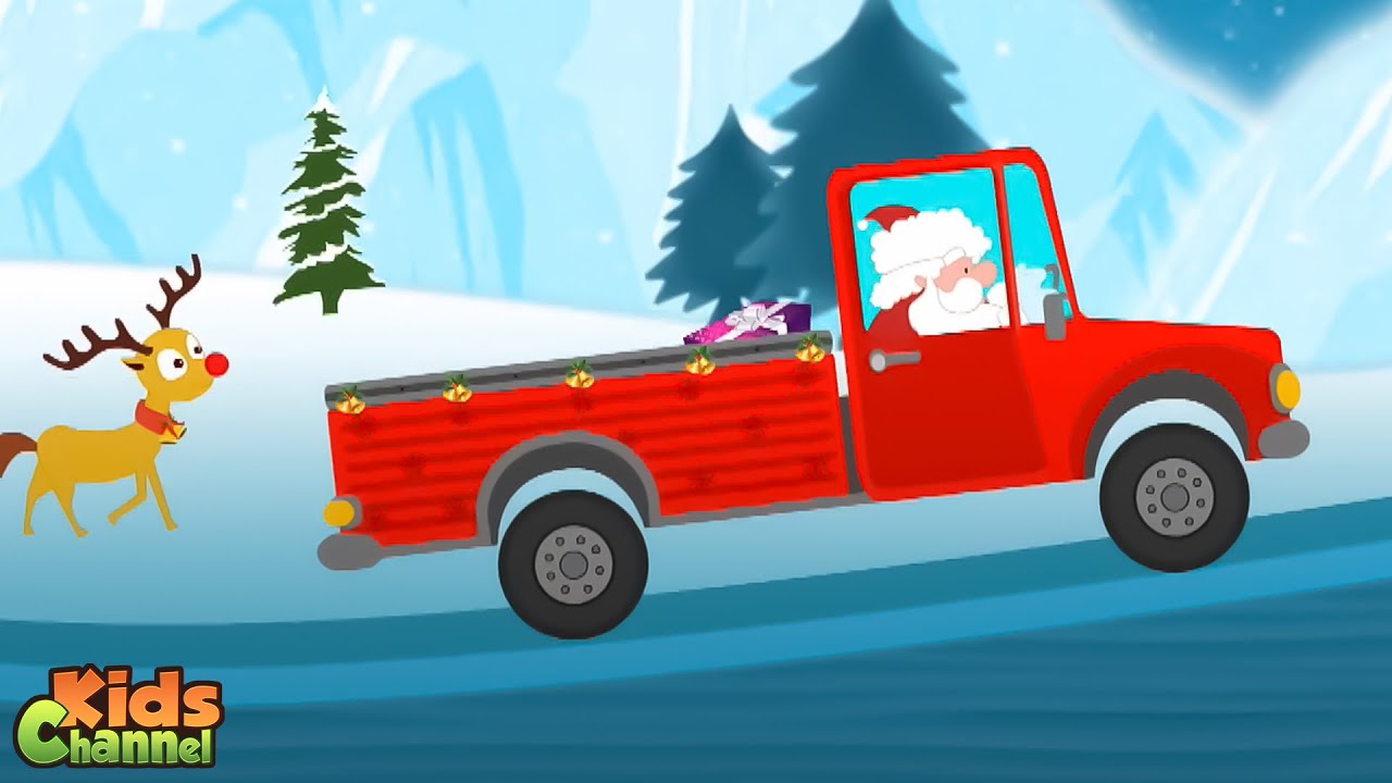 Święty Mikołaj Czerwony Pick W G&oacute;rę Cężar&oacute;wka Animowane Pojazdy Animowane Przez Kids Tv