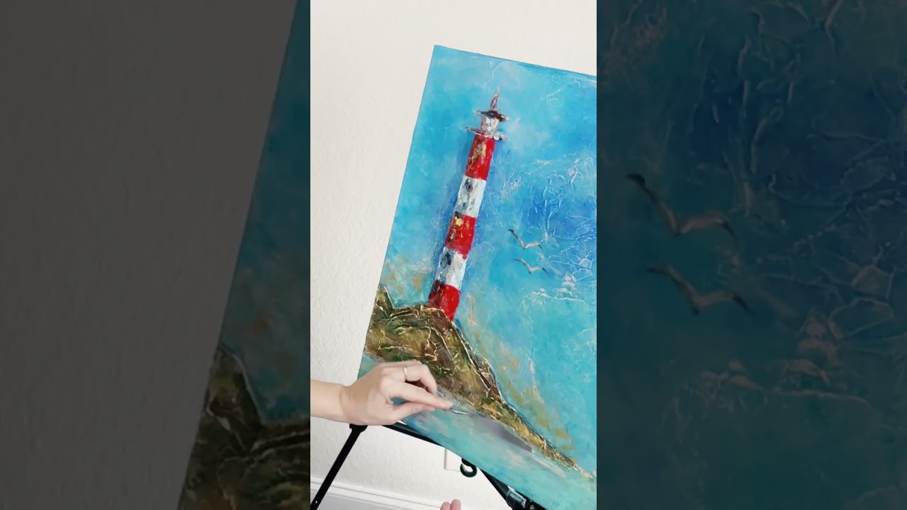 🌊 Lighthouse painting-in the Ocean Maritime serenity🌊 #short