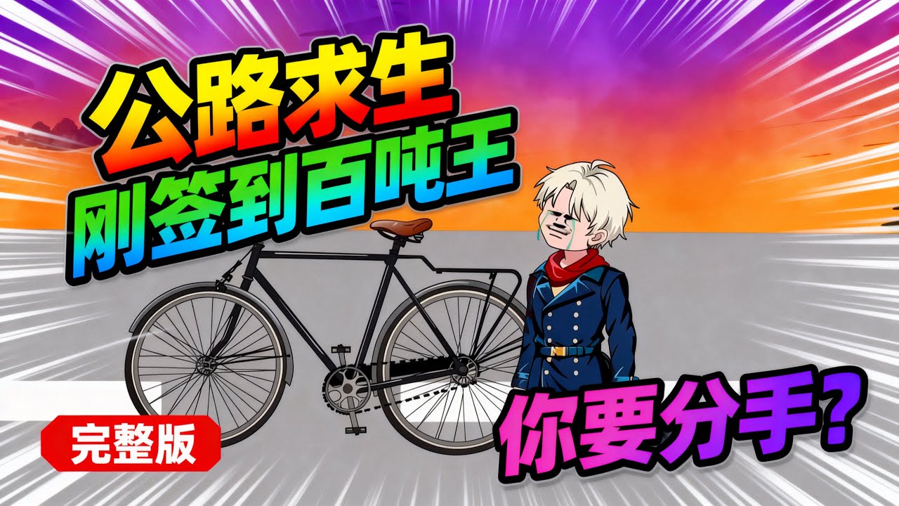 【一口气看完】全球穿越公路求生，别人伴生车是轿车、越野车，他只有二手自行车，本是地狱难度，却靠打卡系统解锁百吨王，直接开启碾压模式！#夜一漫谈 #公路：刚签到百吨王，你要分手？