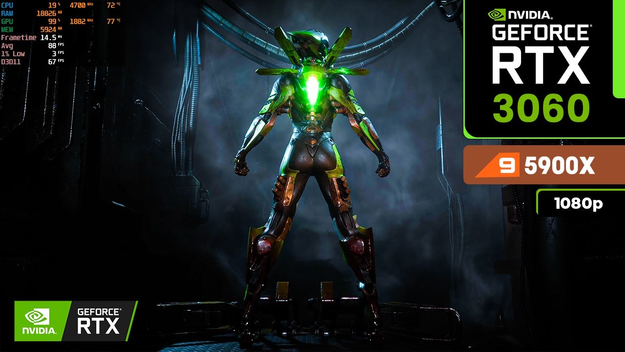 Anthem: RTX 3060 12 GB + RYZEN 9 5900X (1080p All settings)