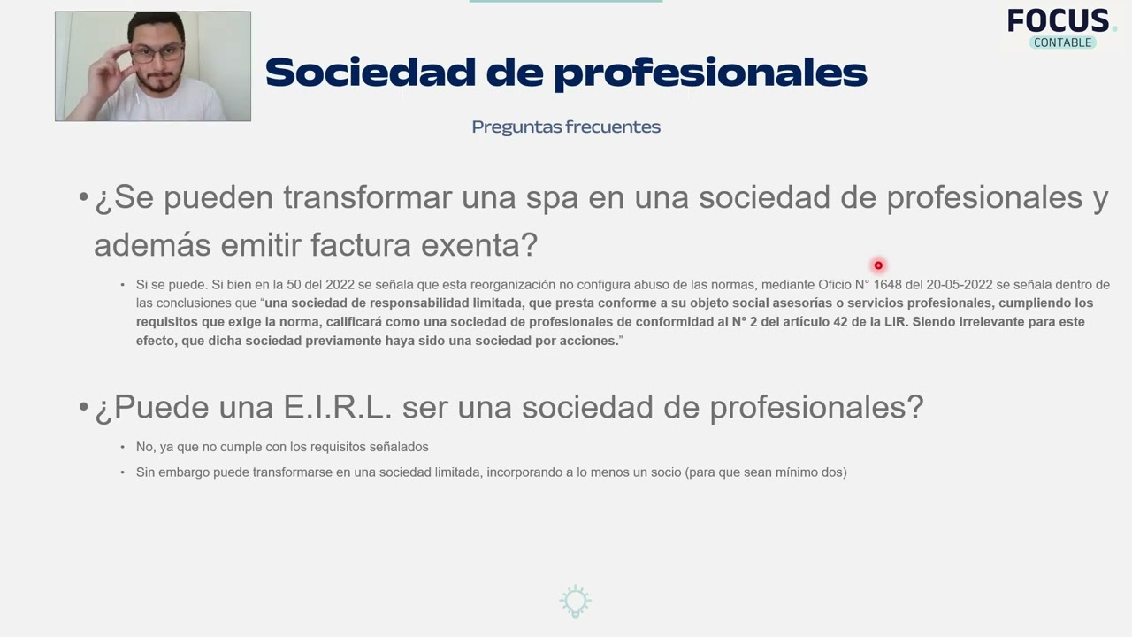 Sociedad de profesionales   preguntas más frecuentes a noviembre 2022