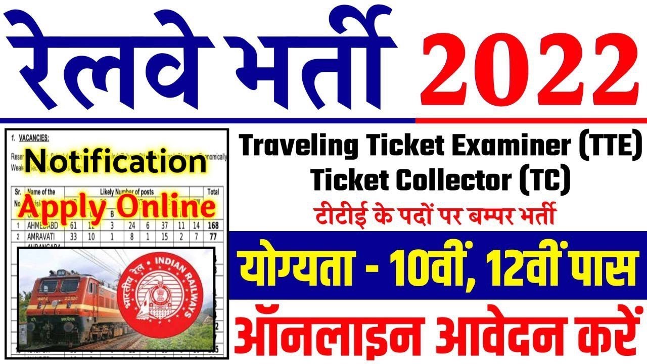 Railway TTE Recruitment 2022 Notification Online Application | Railway TTE Vacancy 2022 Apply Online