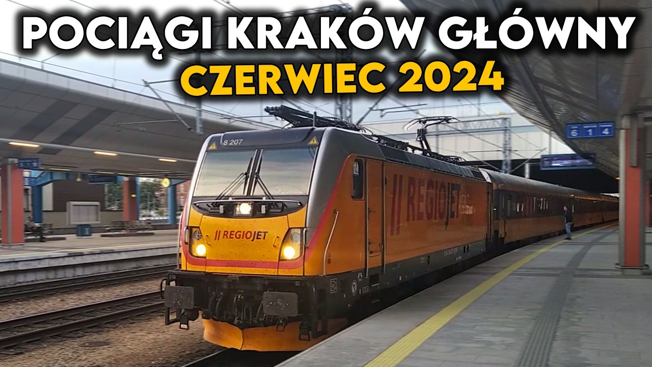 Pociągi Kraków Główny 2024 - IC Danubius, IC Chopin, IC Hańcza, REGIOJET, IC Boznańska, EIC Tatry