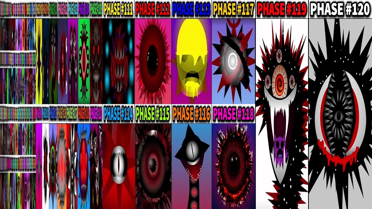 Phase 1-2-3-4 VS Phase 5 VS Phase 6  VS Phase 7 VS Phase 8 VS Phase 9-120 in Incredibox Sprunki!