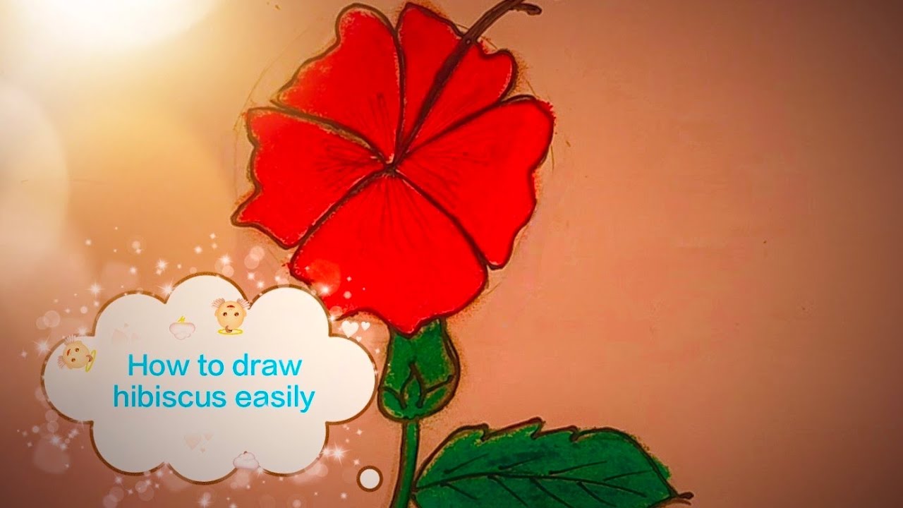 How to draw Hibiscus easy