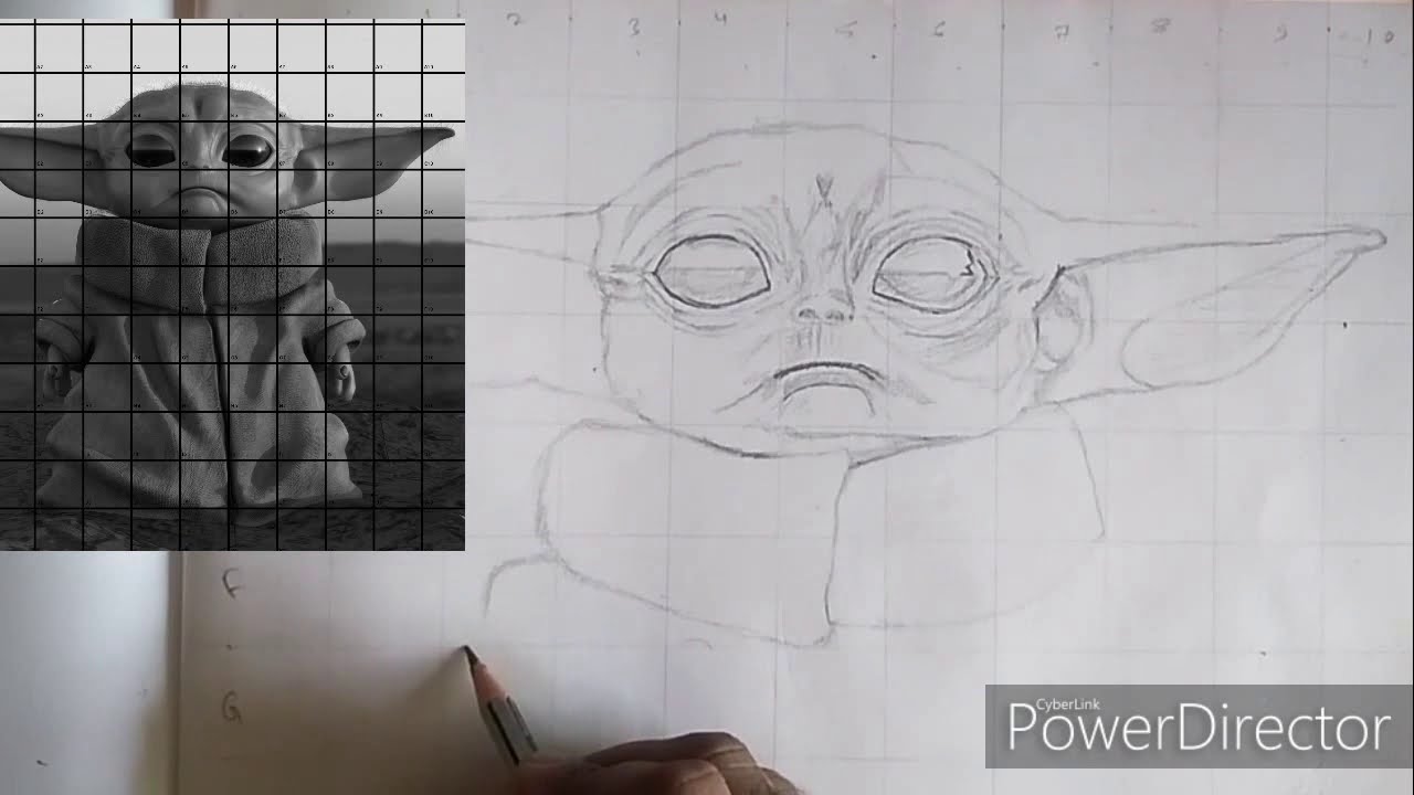 How to Draw Outline By Grid Method | Drawing Tutorial | Baby Yoda  Part -1