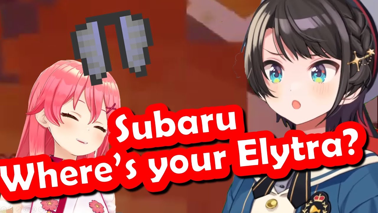 Subaru Losing Her Elytra For the First Time, Miko Comes to Laugh at Her【Minecraft】【Hololive】