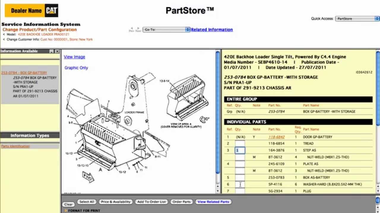Cat Online PartStore - Finding Parts with SIS